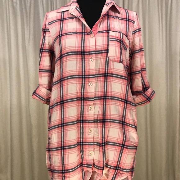 Forever 21 Plaid Flannel Mini Shirt Dress PINK S - Picture 8 of 12